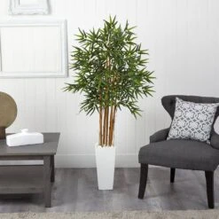 Indoor Bamboo Artificial Tree In White Tower Planter 6 Indoor Bamboo Artificial Tree In White Tower Planter -Artificial nearly natural artificial trees 5812 31 1000