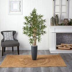 Indoor Bamboo Artificial Tree In Gray Cylinder Planter 7 Indoor Bamboo Artificial Tree In Gray Cylinder Planter -Artificial nearly natural artificial trees 5818 31 1000