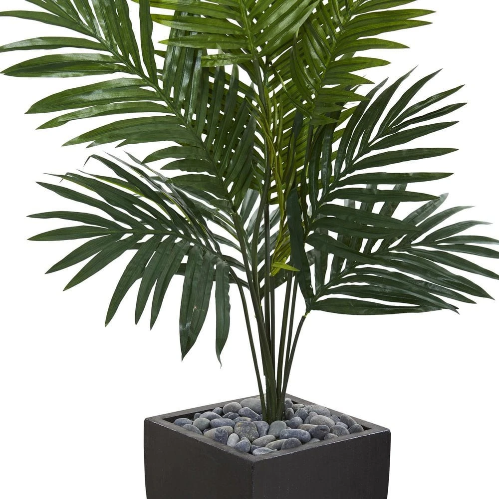 4.5 Ft. Kentia Palm Artificial Tree In Black Wash Planter 5 4.5 Ft. Kentia Palm Artificial Tree In Black Wash Planter - Image 3