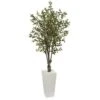 6 Ft. Olive Artificial Tree In White Tower Planter 2 6 Ft. Olive Artificial Tree In White Tower Planter -Artificial nearly natural artificial trees 5832 64 1000
