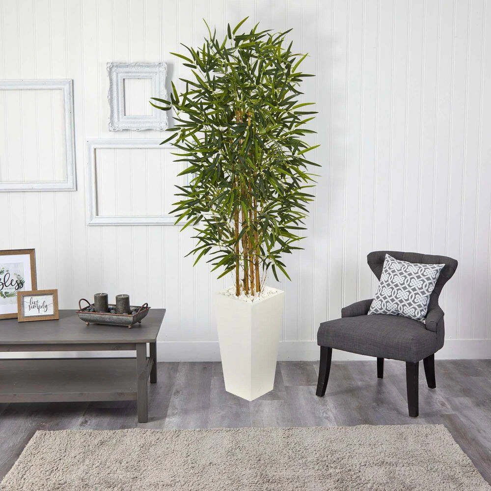 5.5 In. Bamboo Artificial Tree In White Tower Planter 6 5.5 In. Bamboo Artificial Tree In White Tower Planter - Image 4