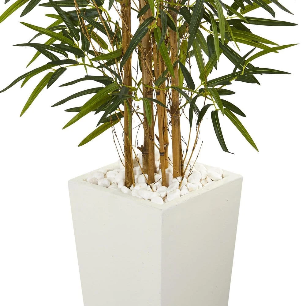 5.5 In. Bamboo Artificial Tree In White Tower Planter 5 5.5 In. Bamboo Artificial Tree In White Tower Planter - Image 3