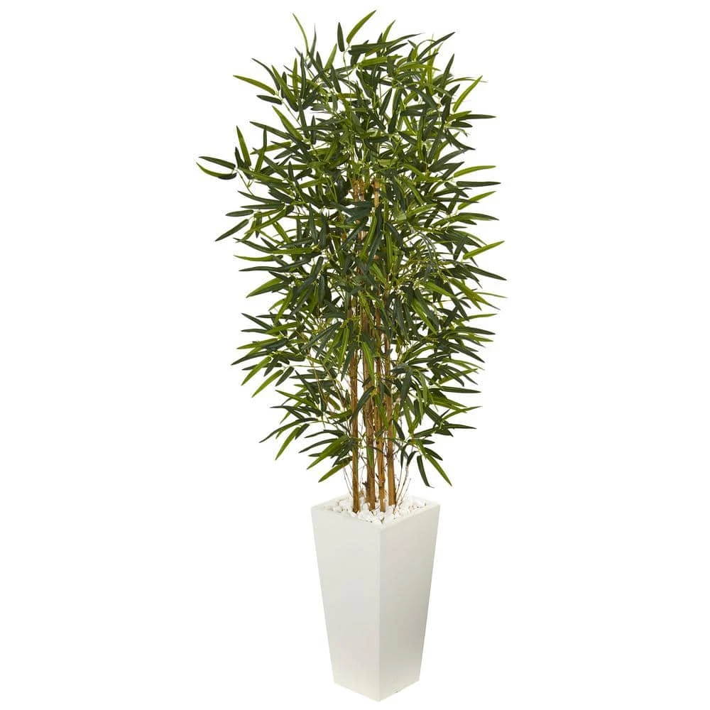 5.5 In. Bamboo Artificial Tree In White Tower Planter 3 5.5 In. Bamboo Artificial Tree In White Tower Planter