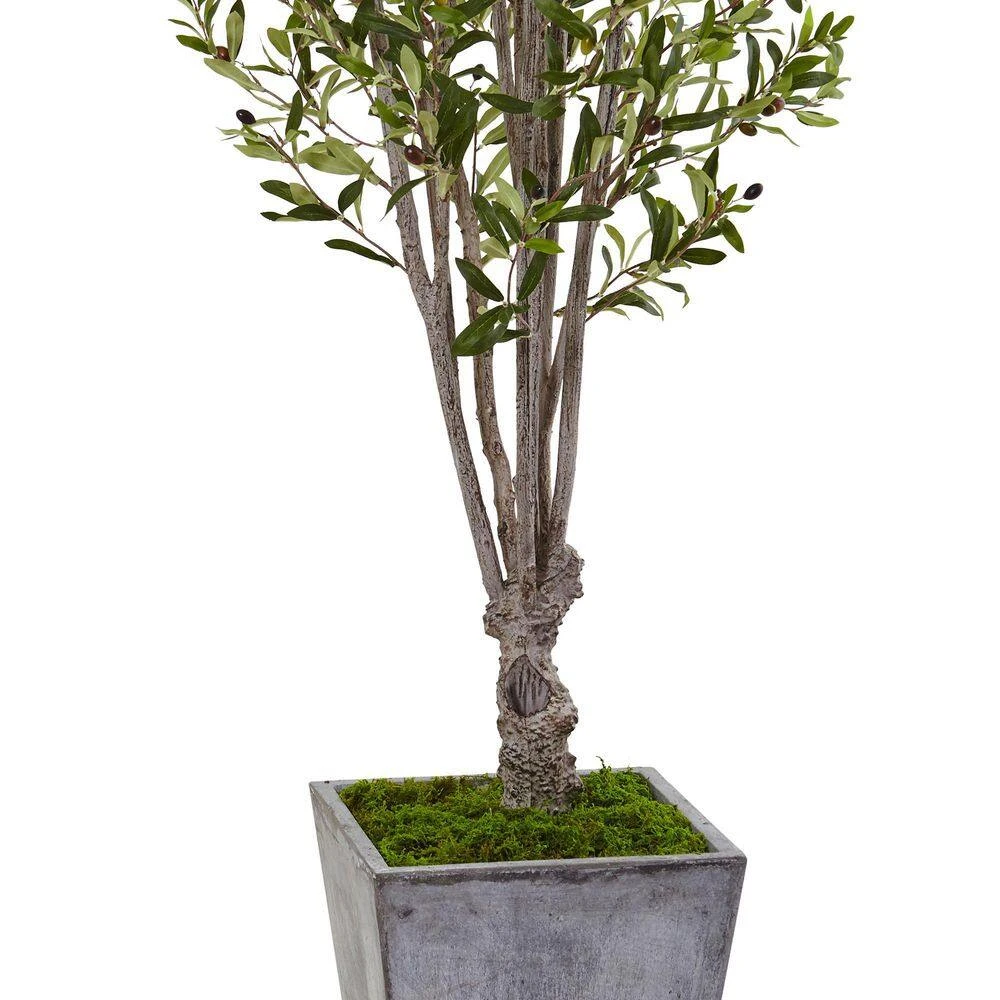 Indoor Olive Artificial Tree In Stone Planter 5 Indoor Olive Artificial Tree In Stone Planter - Image 3