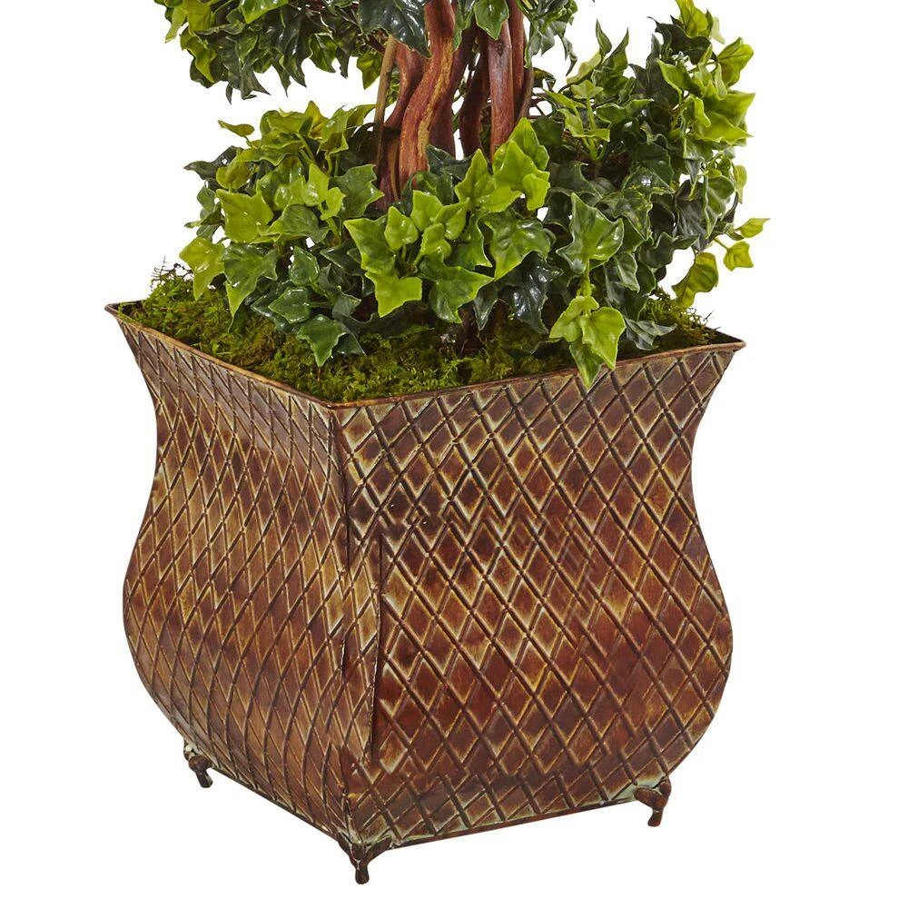 Indoor/Outdoor English Ivy Spiral Artificial Tree In Metal Planter, UV Resistant 5 Indoor/Outdoor English Ivy Spiral Artificial Tree In Metal Planter, UV Resistant - Image 3
