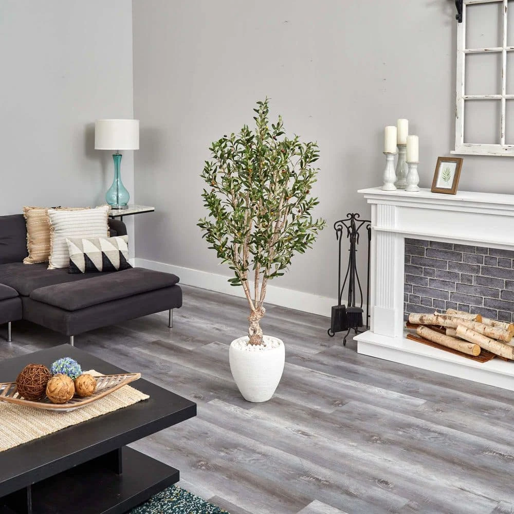 Indoor Olive Artificial Tree In White Oval Planter 4 Indoor Olive Artificial Tree In White Oval Planter - Image 2