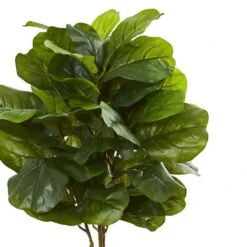 4 In. Fiddle Leaf Artificial Tree In White Tower Planter -Artificial nearly natural artificial trees 5873 4f 1000