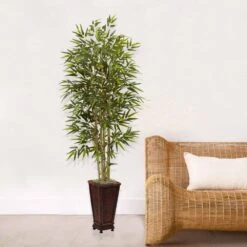6 Ft. Artificial Bamboo Tree With Decorative Planter 9 6 Ft. Artificial Bamboo Tree With Decorative Planter -Artificial nearly natural artificial trees 5922 31 1000