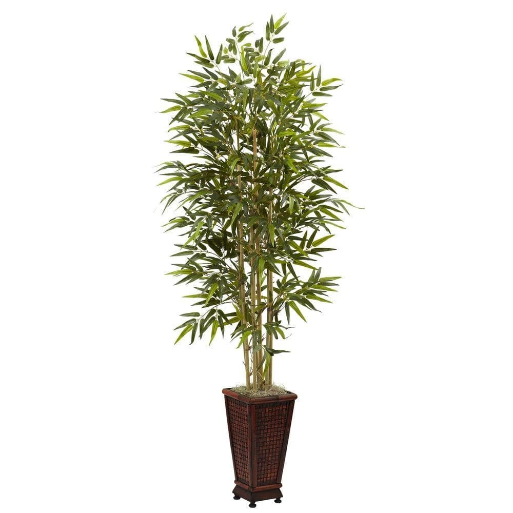 6 Ft. Artificial Bamboo Tree With Decorative Planter 3 6 Ft. Artificial Bamboo Tree With Decorative Planter