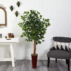 5.5 Ft. Artificial Ficus Tree With Bamboo Planter 7 5.5 Ft. Artificial Ficus Tree With Bamboo Planter -Artificial nearly natural artificial trees 5924 31 1000
