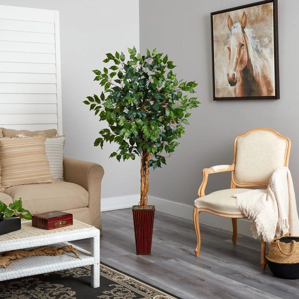 5.5 Ft. Artificial Ficus Tree With Bamboo Planter 4 5.5 Ft. Artificial Ficus Tree With Bamboo Planter - Image 2