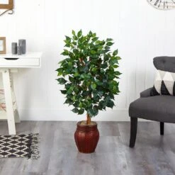 44 In. Artificial Ficus Tree With Decorative Planter -Artificial nearly natural artificial trees 5929 31 1000