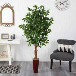 6ft. Indoor Artificial Ficus Tree In Bamboo Planter -Artificial nearly natural artificial trees 5931 31 1000