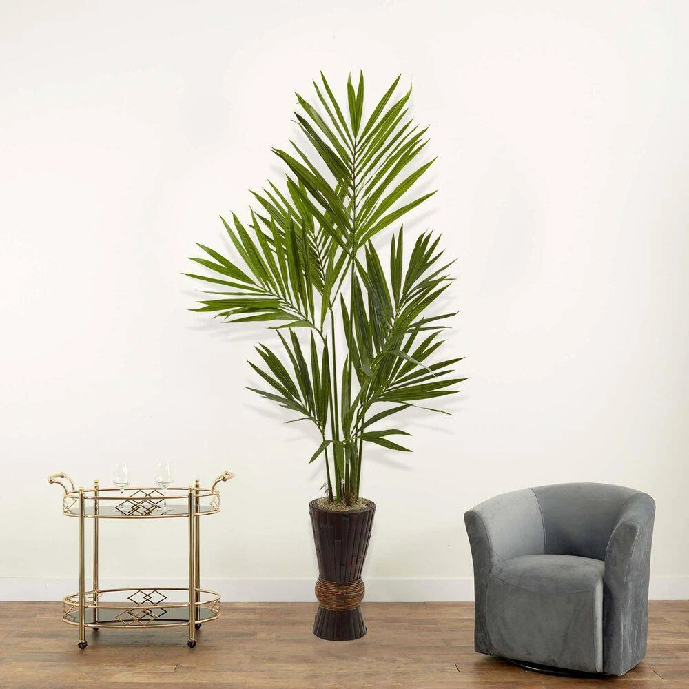 6 Ft. Artificial Kentia Tree With Bamboo Planter 6 6 Ft. Artificial Kentia Tree With Bamboo Planter - Image 4