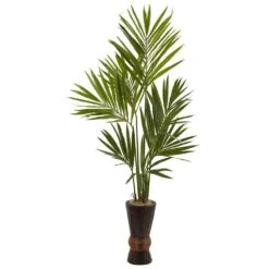 6 Ft. Artificial Kentia Tree With Bamboo Planter