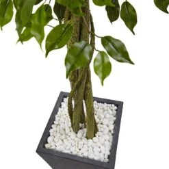 Indoor/Outdoor Ficus Artificial Tree With Slate Planter, UV Resistant -Artificial nearly natural artificial trees 5948 1f 1000