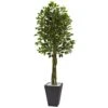 Indoor/Outdoor Ficus Artificial Tree With Slate Planter, UV Resistant -Artificial nearly natural artificial trees 5948 64 1000