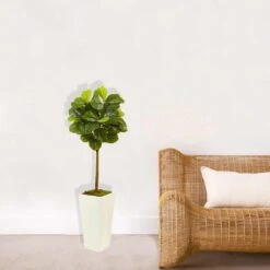 4.5 Ft. Artificial Fiddle Leaf Fig In White Planter (Real Touch) 10 4.5 Ft. Artificial Fiddle Leaf Fig In White Planter (Real Touch) -Artificial nearly natural artificial trees 5966 31 1000