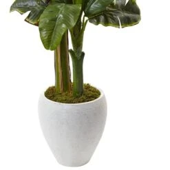 5 Ft. Artificial Double Stalk Banana Tree In White Planter -Artificial nearly natural artificial trees 5967 4f 1000