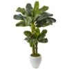 5 Ft. Artificial Double Stalk Banana Tree In White Planter 2 5 Ft. Artificial Double Stalk Banana Tree In White Planter -Artificial nearly natural artificial trees 5967 64 1000