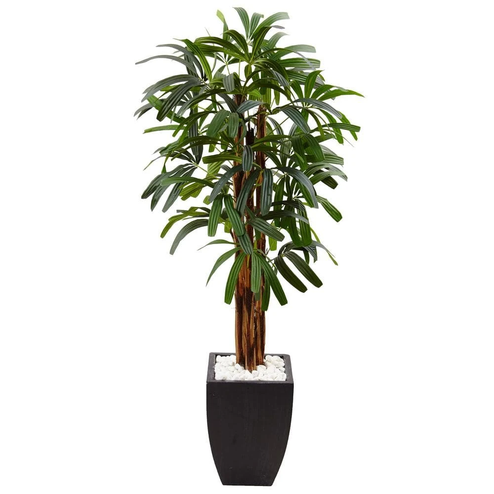 Indoor Raphis Palm Artificial Tree In Black Planter 3 Indoor Raphis Palm Artificial Tree In Black Planter