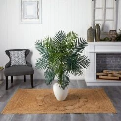 Indoor Golden Cane Palm Artificial Tree In White Oval Planter 10 Indoor Golden Cane Palm Artificial Tree In White Oval Planter -Artificial nearly natural artificial trees 5986 1f 1000