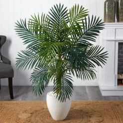 Indoor Golden Cane Palm Artificial Tree In White Oval Planter 11 Indoor Golden Cane Palm Artificial Tree In White Oval Planter -Artificial nearly natural artificial trees 5986 31 1000