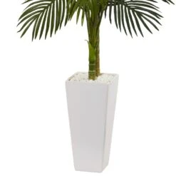 Indoor 5 Ft. Golden Cane Palm Artificial Tree In White Tower Planter 8 Indoor 5 Ft. Golden Cane Palm Artificial Tree In White Tower Planter -Artificial nearly natural artificial trees 5994 4f 1000
