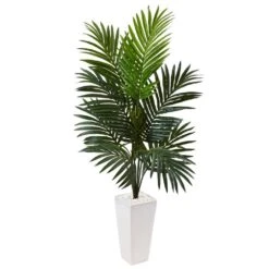 Indoor Kentia Palm Artificial Tree In White Tower Planter