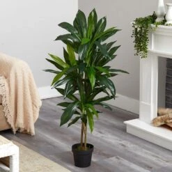 Real Touch 48 In. Artificial H Green Dracaena Silk Plant 15 Real Touch 48 In. Artificial H Green Dracaena Silk Plant -Artificial nearly natural artificial trees 6585 66 1000