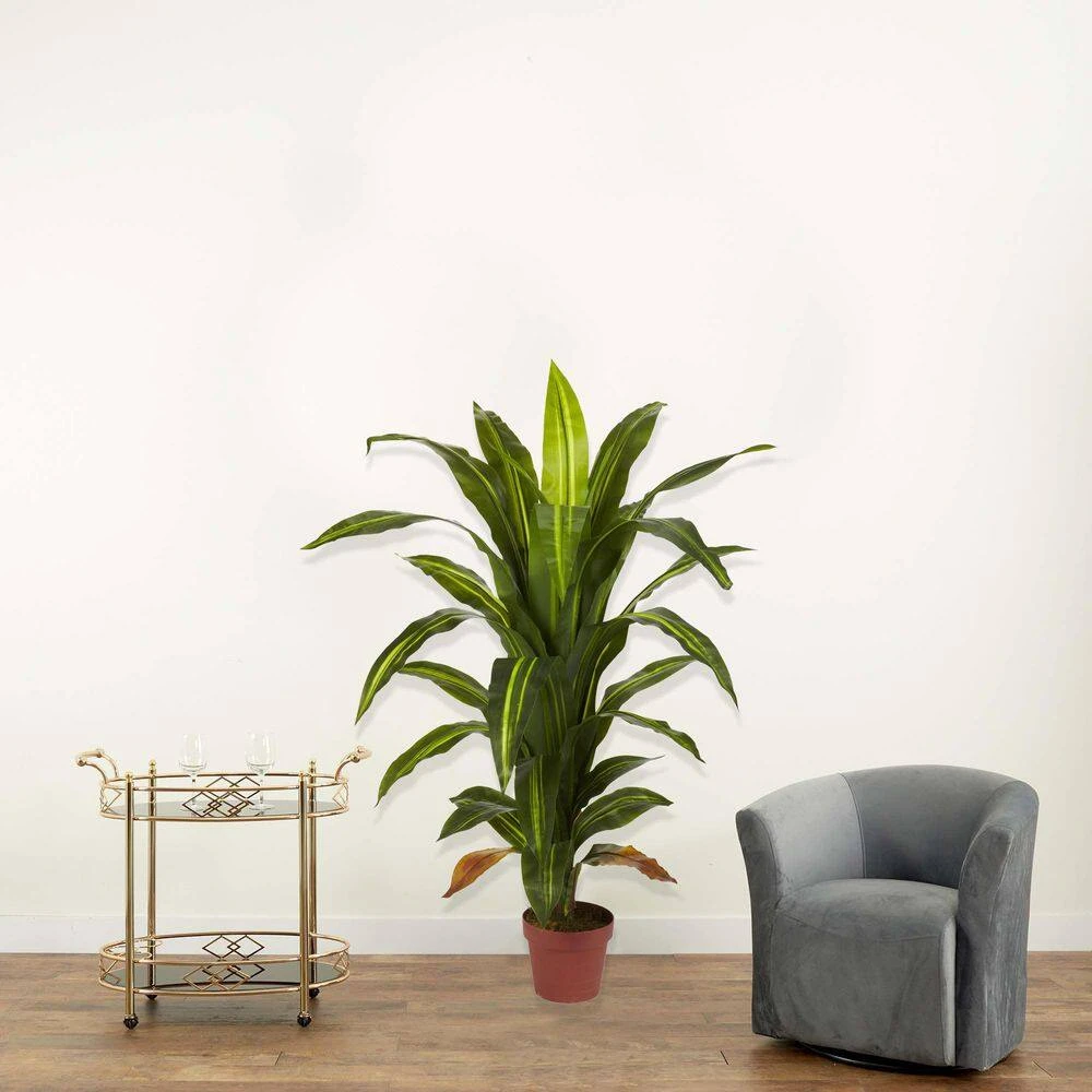 Real Touch 4 Ft. Artificial Green Dracaena Silk Plant 4 Real Touch 4 Ft. Artificial Green Dracaena Silk Plant - Image 2