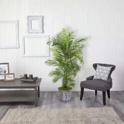63 In. Indoor/Outdoor Areca Palm Artificial Tree In Decorative Planter UV Resistant -Artificial nearly natural artificial trees 9736 31 1000