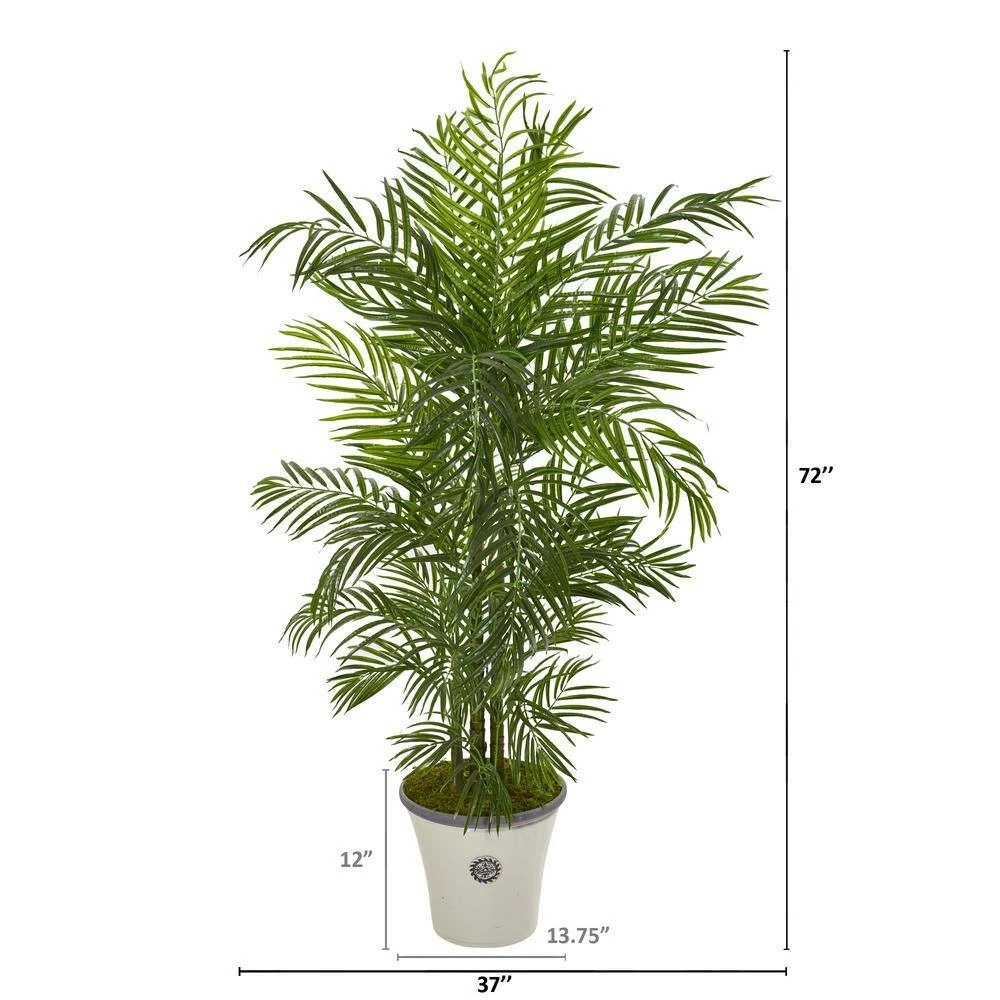 6 Ft. Indoor/Outdoor Areca Palm Artificial Tree In Planter UV Resistant 4 6 Ft. Indoor/Outdoor Areca Palm Artificial Tree In Planter UV Resistant - Image 2