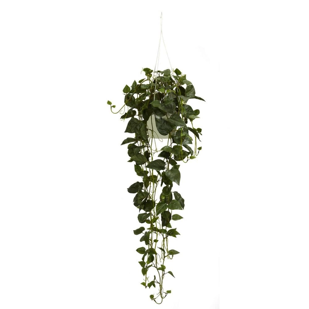44 In. Artificial H Green Philodendron Hanging Basket Silk Plant 6 44 In. Artificial H Green Philodendron Hanging Basket Silk Plant - Image 4