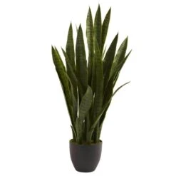 Artificial Sansevieria With Black Planter