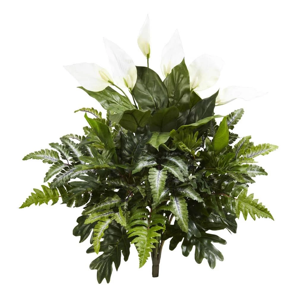 Indoor 27 In. Mixed Spathiphyllum Artificial Plant (2-Set) 3 Indoor 27 In. Mixed Spathiphyllum Artificial Plant (2-Set)