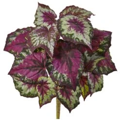 16 In. Artificial Wax Begonia Bush (Set Of 6)