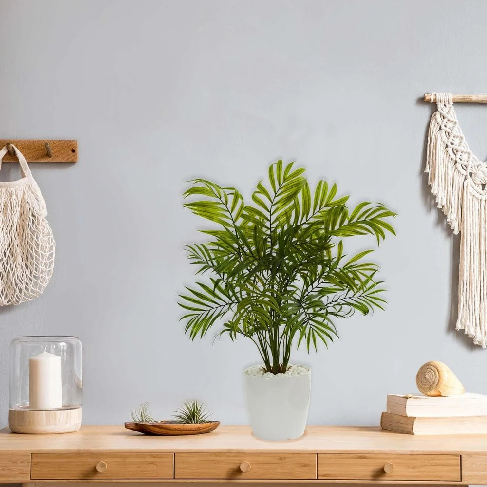 Palms Artificial Plant In White Planter (Set Of 2) 5 Palms Artificial Plant In White Planter (Set Of 2) - Image 3