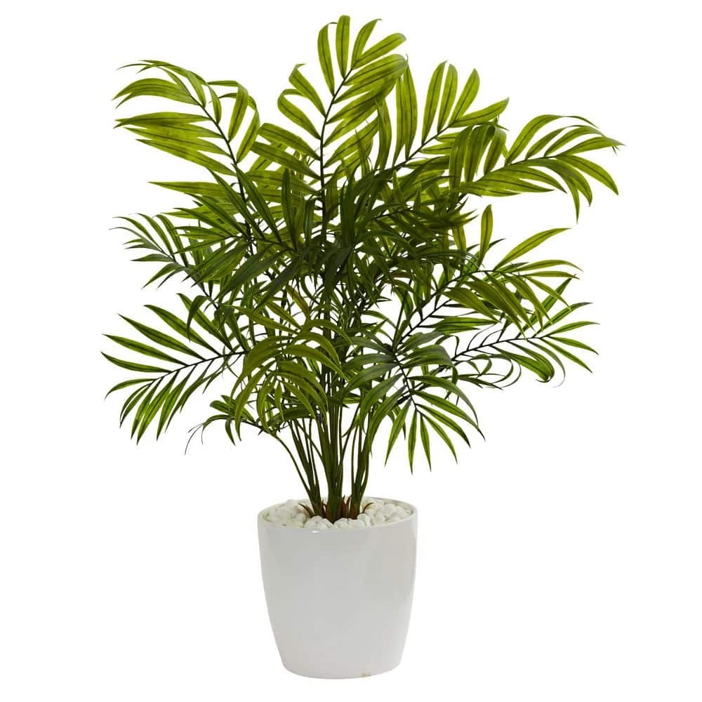 Palms Artificial Plant In White Planter (Set Of 2) 4 Palms Artificial Plant In White Planter (Set Of 2) - Image 2