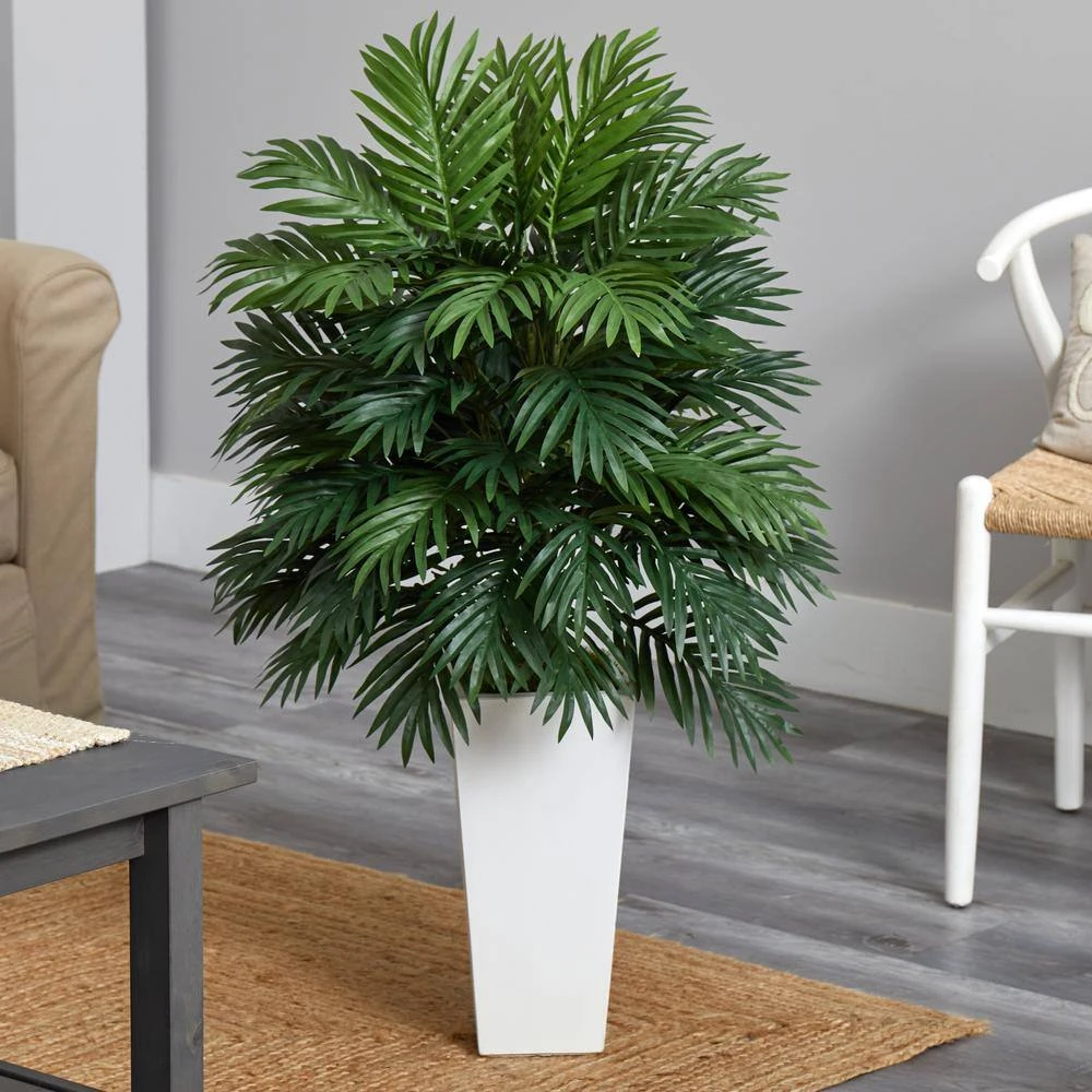 Areca Palm Artificial Plant In White Tower Planter 5 Areca Palm Artificial Plant In White Tower Planter - Image 3