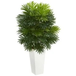 Areca Palm Artificial Plant In White Tower Planter