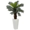 4.5 In. Cycas Artificial Plant In White Tower Planter -Artificial nearly natural artificial tropical plants 6393 64 1000