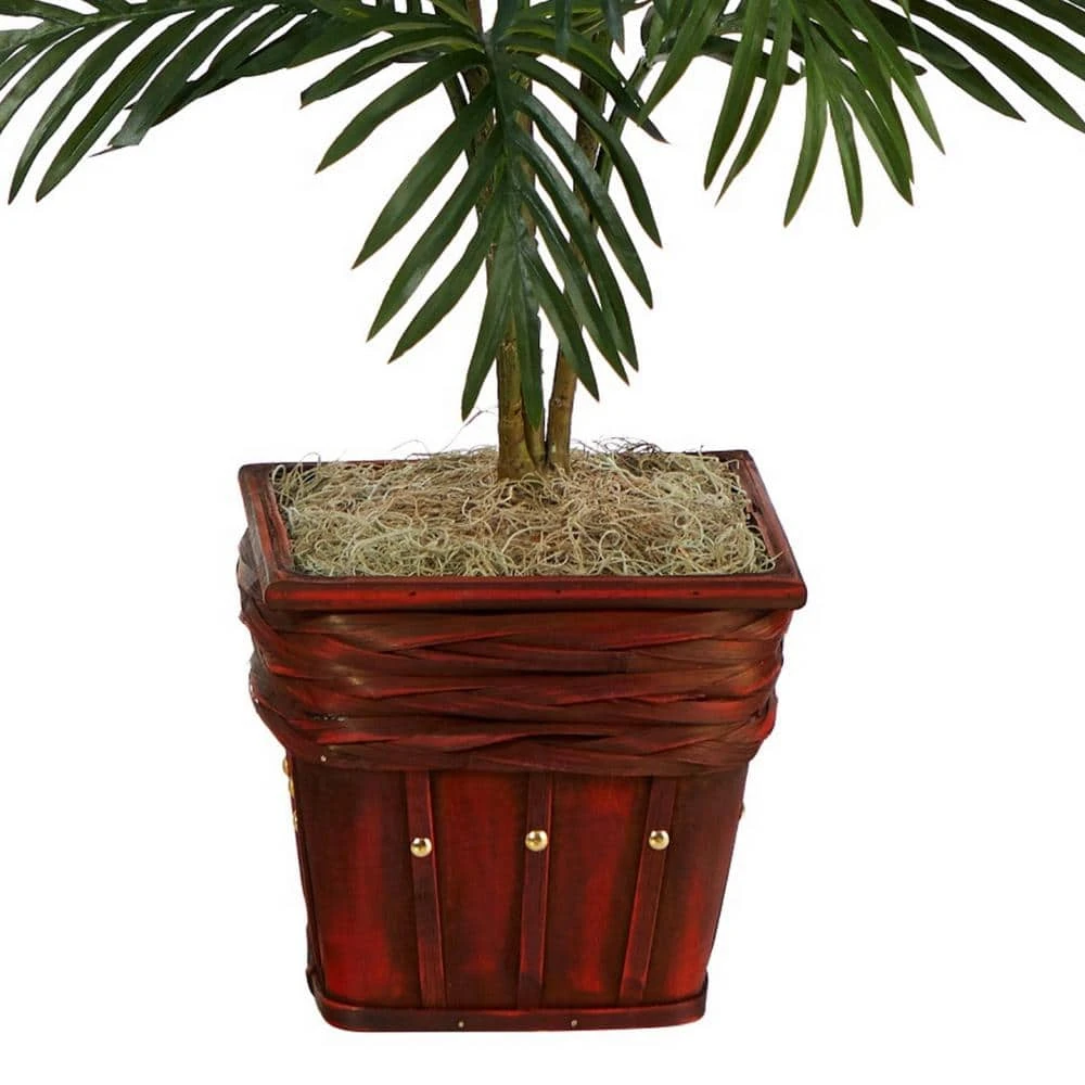 38 In. Artificial Faux Areca Palm Silk Plant With Wicker Basket 5 38 In. Artificial Faux Areca Palm Silk Plant With Wicker Basket - Image 3