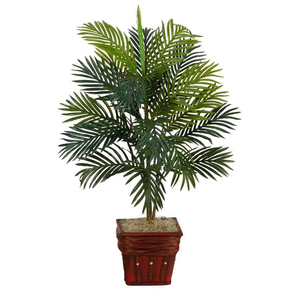 38 In. Artificial Faux Areca Palm Silk Plant With Wicker Basket 3 38 In. Artificial Faux Areca Palm Silk Plant With Wicker Basket