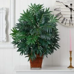 32 In. Artificial Bamboo Palm Silk Plant With Wicker Basket -Artificial nearly natural artificial tropical plants 6556 31 1000