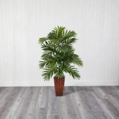 Indoor 32 In. Artificial H Green Areca Palm With Bamboo Vase Silk Plant 11 Indoor 32 In. Artificial H Green Areca Palm With Bamboo Vase Silk Plant -Artificial nearly natural artificial tropical plants 6675 31 1000