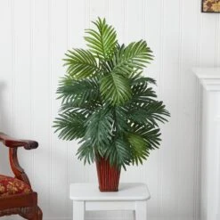 Indoor 32 In. Artificial H Green Areca Palm With Bamboo Vase Silk Plant 9 Indoor 32 In. Artificial H Green Areca Palm With Bamboo Vase Silk Plant -Artificial nearly natural artificial tropical plants 6675 4f 1000