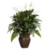 29 In. Artificial H Green Mixed Greens With Spathiphyllum And Decorative Vase Silk Plant 2 29 In. Artificial H Green Mixed Greens With Spathiphyllum And Decorative Vase Silk Plant -Artificial nearly natural artificial tropical plants 6677 64 1000