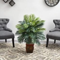 38 In. Artificial H Green Areca With Decorative Planter Silk Plant -Artificial nearly natural artificial tropical plants 6686 31 1000