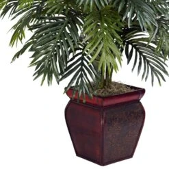 38 In. Artificial H Green Areca With Decorative Planter Silk Plant -Artificial nearly natural artificial tropical plants 6686 4f 1000